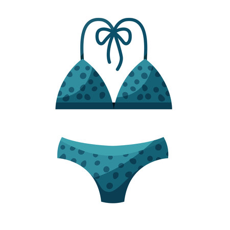 Beachwear bathing suit. Fashion casual bikini and bra. Polka dot woman swimsuit&#xA;のイラスト素材