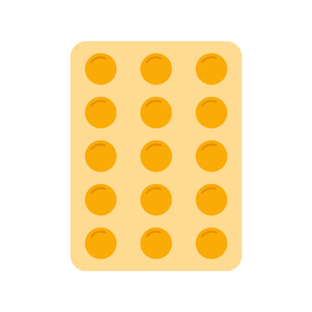 Pill blister with round tablets. Medical package with medicaments. Pharmacy conceptのイラスト素材