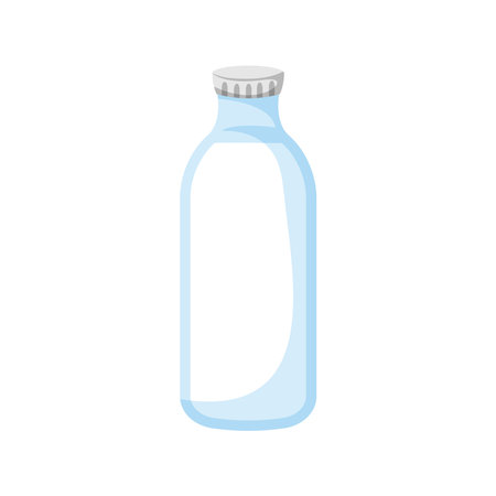 Bottle of milk with metal lid. Milk in glass bottle. Lactose. Dairy product&#xA;のイラスト素材