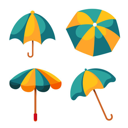 Set of summer illustration of beach umbrella. Protection from sun light. Parasols collection&#xA;のイラスト素材