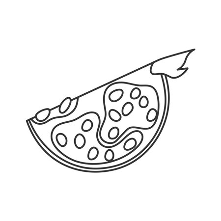 Pomegranate quarter icon in minimal outline style, perfect for health and fruit related designs&#xA;のイラスト素材