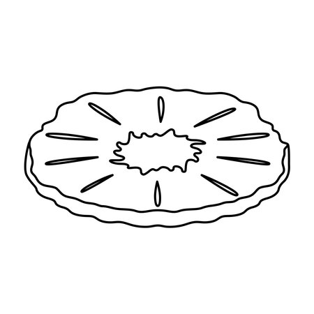 Clean and detailed line art of pineapple cutted slice. Outline piece of pineapple fruitのイラスト素材