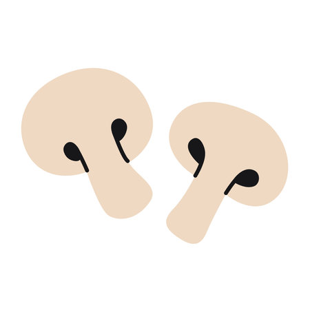 Hand drawn champignon mushroom slices. Doodle simple style champignon. Healthy dieting food.&#xA;のイラスト素材