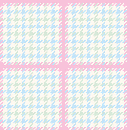 Pink, blue and green check print illustration design pattern. Vector houndstooth seamless pattern for fabrics, wrapping paper, greeting cardsのイラスト素材