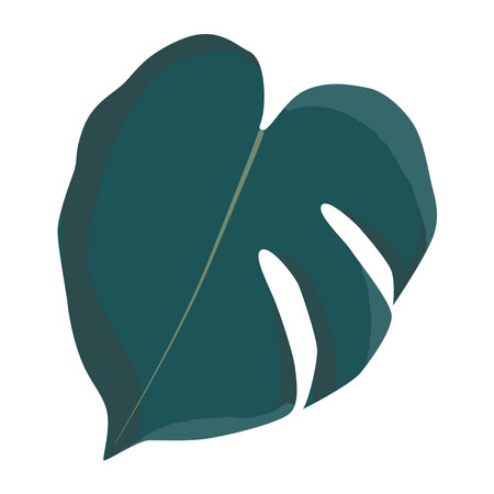 Green monstera leaf flat design sticker. Icon illustration isolated on white background.のイラスト素材
