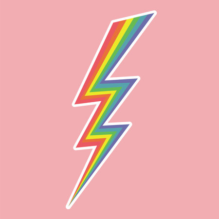 LGBTQ lightning icon retro style design. Sticker LGBT, asexual, non-binary, transgender, genderfluid, pansexual, bisexual, genderqueer, polysexualのイラスト素材