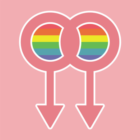 LGBTQ lesbian icon retro style design. Sticker LGBT, asexual, non-binary, transgender, genderfluid, pansexual, bisexual, genderqueer, polysexualのイラスト素材