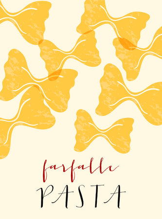 Farfalle Italian pasta. Farfalle poster illustration. Modern print for menu design, cookbooks, invitations, greeting cards.のイラスト素材