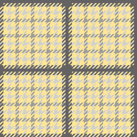 Yellow, gray and black check print illustration design pattern. Vector houndstooth seamless pattern for fabrics, wrapping paper, greeting cards.のイラスト素材