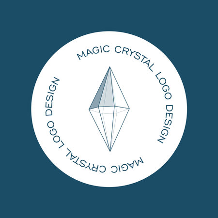 Crystal gem outline logo illustration. Magic crystal concept. Modern vector illustration. Transparent line art gem with stars. Minimalistic sticker design for web.のイラスト素材