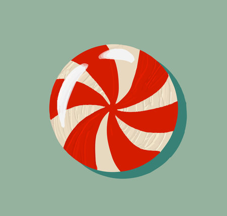 Christmas striped candy. Retro trendy design. Minimalistic pastel icon for gift wrap, stationery, textiles and posters. Winter holiday concept symbol.のイラスト素材