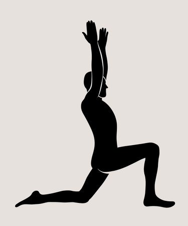 Shape of a Man wearing sportswear doing Yoga. Young fit guy doing yoga. Hand drawn vector icon illustration. weight loss. Health care and lifestyle concept. male yoga.のイラスト素材