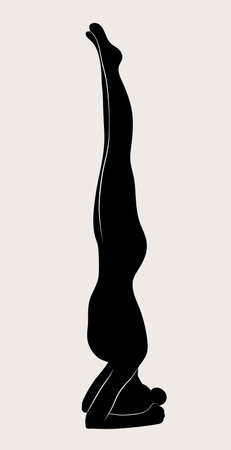 Woman doing Yoga, Pilates. Slim girl doing yoga. Hand drawn black silhouette Vector illustration. Warrior pose. Health care and lifestyle concept. female yoga.のイラスト素材