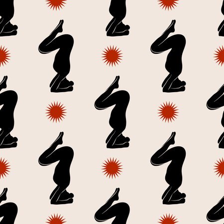 Seamless pattern with woman doing yoga. The concept of sport, gym, yoga, pilates, fitness,...