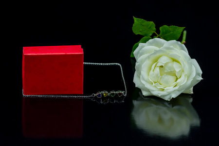 gift packages on black backgroundの写真素材