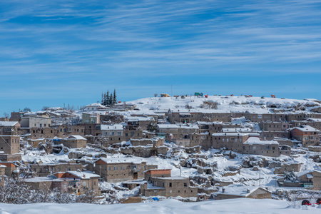 Houses on the hillside in winter, Yerevan, Armenia