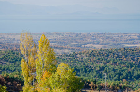 Autumn view of Lake Balaton from the hill. hungaryの写真素材
