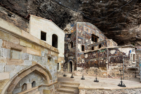 Interior of the ancient cave city of SÃ¼mela, Turkey