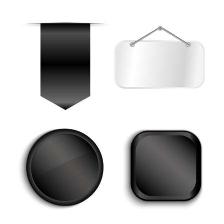 Black Ribbons Set isolated On White Background. Vector Illustrationのイラスト素材