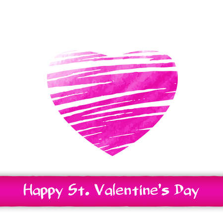 Valentine day greeting card, red hand drawn heart on old paper backgroundのイラスト素材