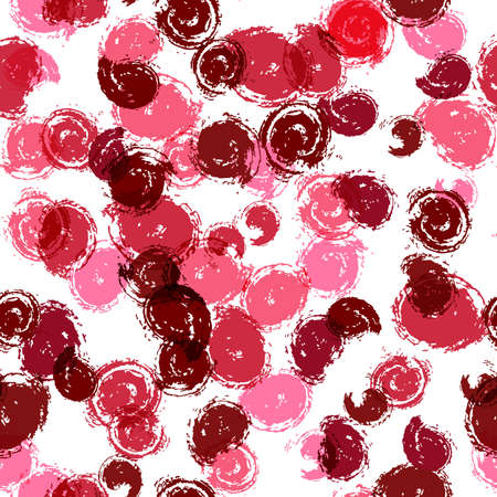 Pink and red spotted chaotic seamless pattern with hand drawn brush strokes. For wrapping, package, wallpaper, textile, scrap-bookingのイラスト素材