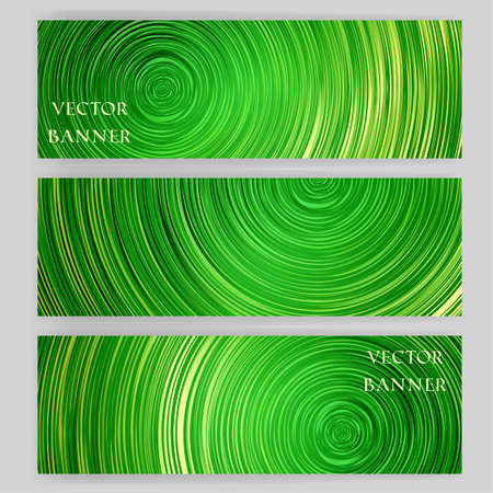 Set of banners with bright circle background. The energy flow tunnel, annual rings, striped pattern. Vector illustration for ecological design, for web site headers or printのイラスト素材