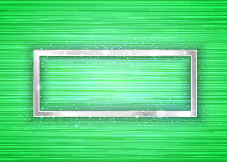 Vector silver frame with lights effect on bright light blue background. Shining banner with stars and glitter. Vector templateのイラスト素材