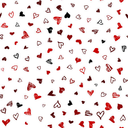 Seamless pattern with hand drawn doodle hearts. Valentines day vector background, design template...