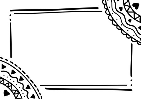 Border frame doodle vector illustration hand drawn sketch line art.のイラスト素材