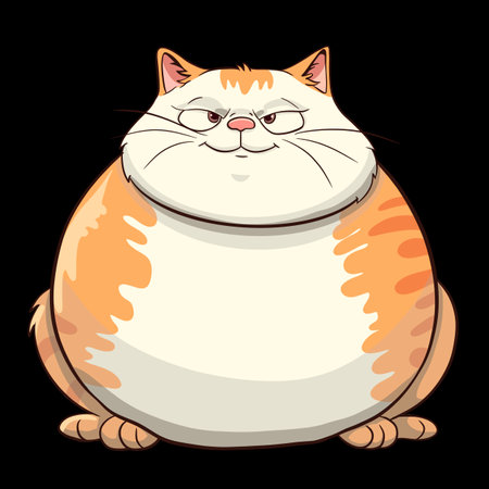 Cute chubby cartoon cat isolated illustrationの写真素材