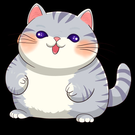 Cute cartoon cat sitting and smiling illustration.の写真素材