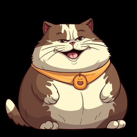 Illustration of a cat chubby cat smilingの写真素材