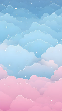 Sky background with clouds and stars. Vector illustration. Eps 10.の素材