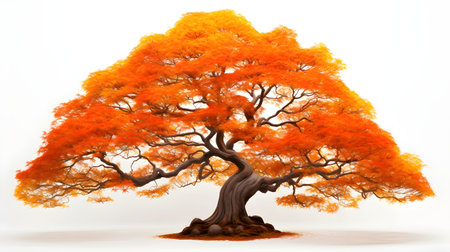 Beautiful autumn tree isolated on white background. 3D rendering.の素材