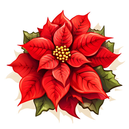 Christmas flower Poinsettia, illustrationの素材