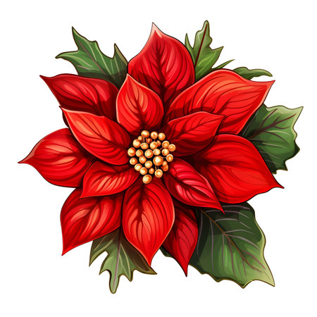 Christmas flower Poinsettia, illustrationの素材