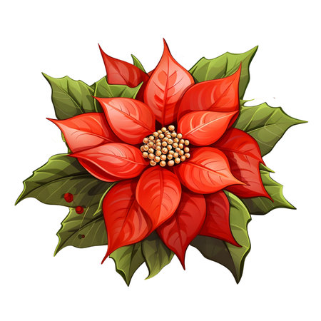 Christmas flower Poinsettia, illustrationの素材