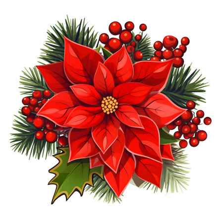 Christmas flower Poinsettia, illustrationの素材