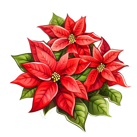 Christmas flower Poinsettia, illustrationの素材