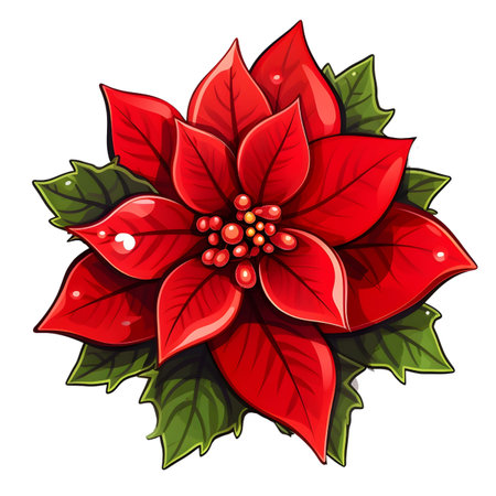 Christmas flower Poinsettia, illustrationの素材