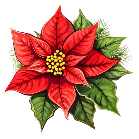 Christmas flower Poinsettia, illustrationの素材