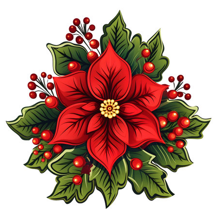 Christmas flower Poinsettia, illustrationの素材