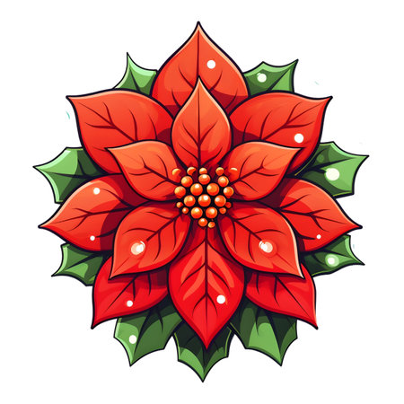 Christmas flower Poinsettia, illustrationの素材