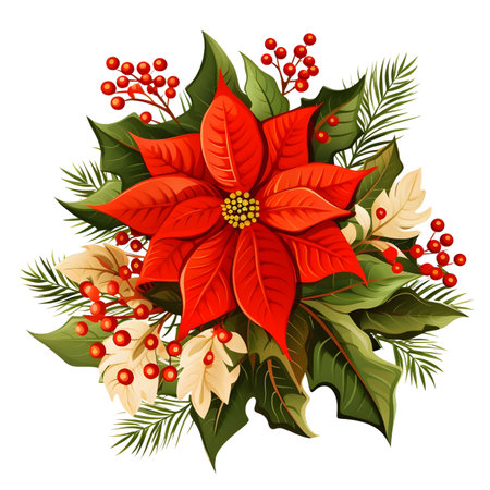Christmas flower Poinsettia, illustrationの素材