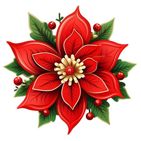 Christmas flower Poinsettia, illustrationの素材