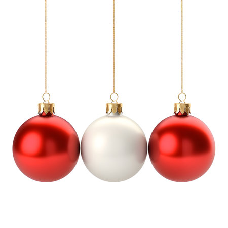 Christmas balls isolated on a white background. 3d renderの素材