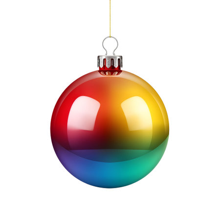 Christmas ball with rainbow colors. Isolated on white background. Vector illustration.の素材