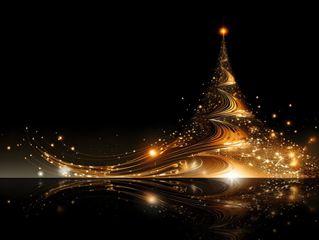abstract christmas tree on black background, vector illustration eps10の素材