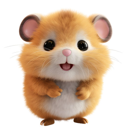 3D rendering of a cute hamster isolated on white background.の素材