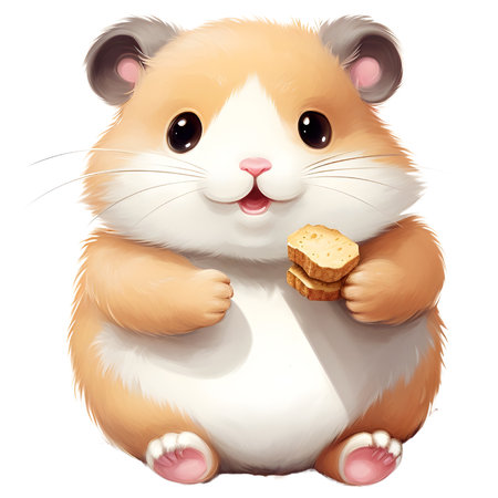 Hamster eating bread. Cute cartoon hamster.の素材